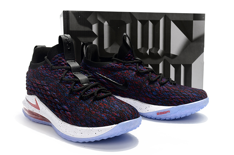 2018 Men Nike Lebron James 15 Low Red Blue Ice Sole Shoes - Click Image to Close